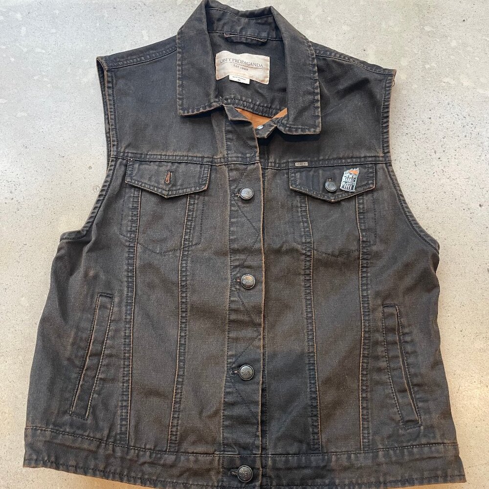 OBEY denim vest military